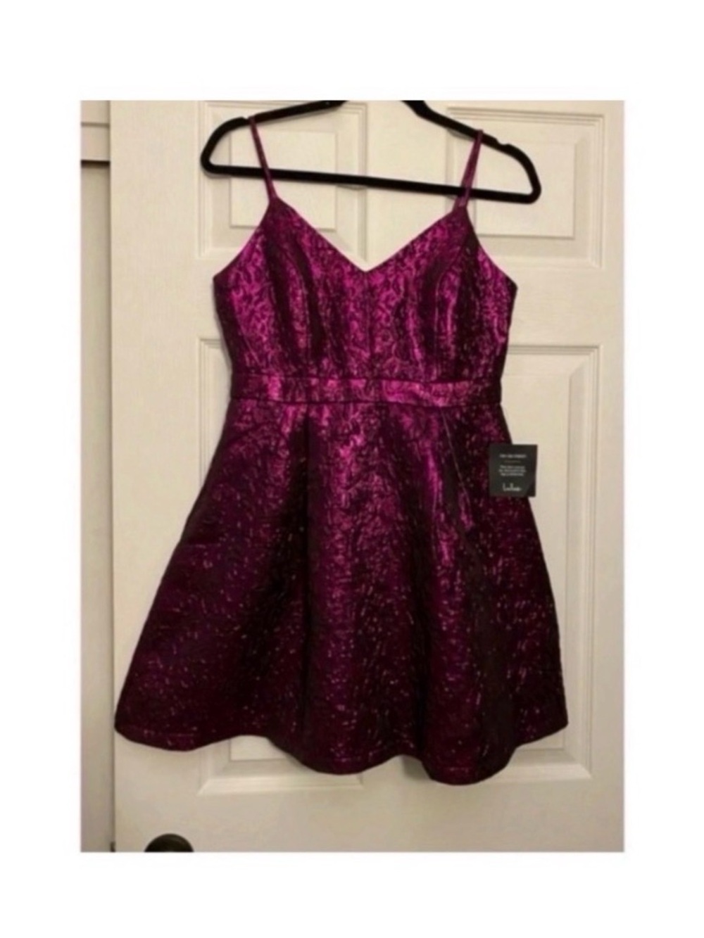 LULUS Magenta Metallic Mini Dress Size Small New! - Picture 4 of 8